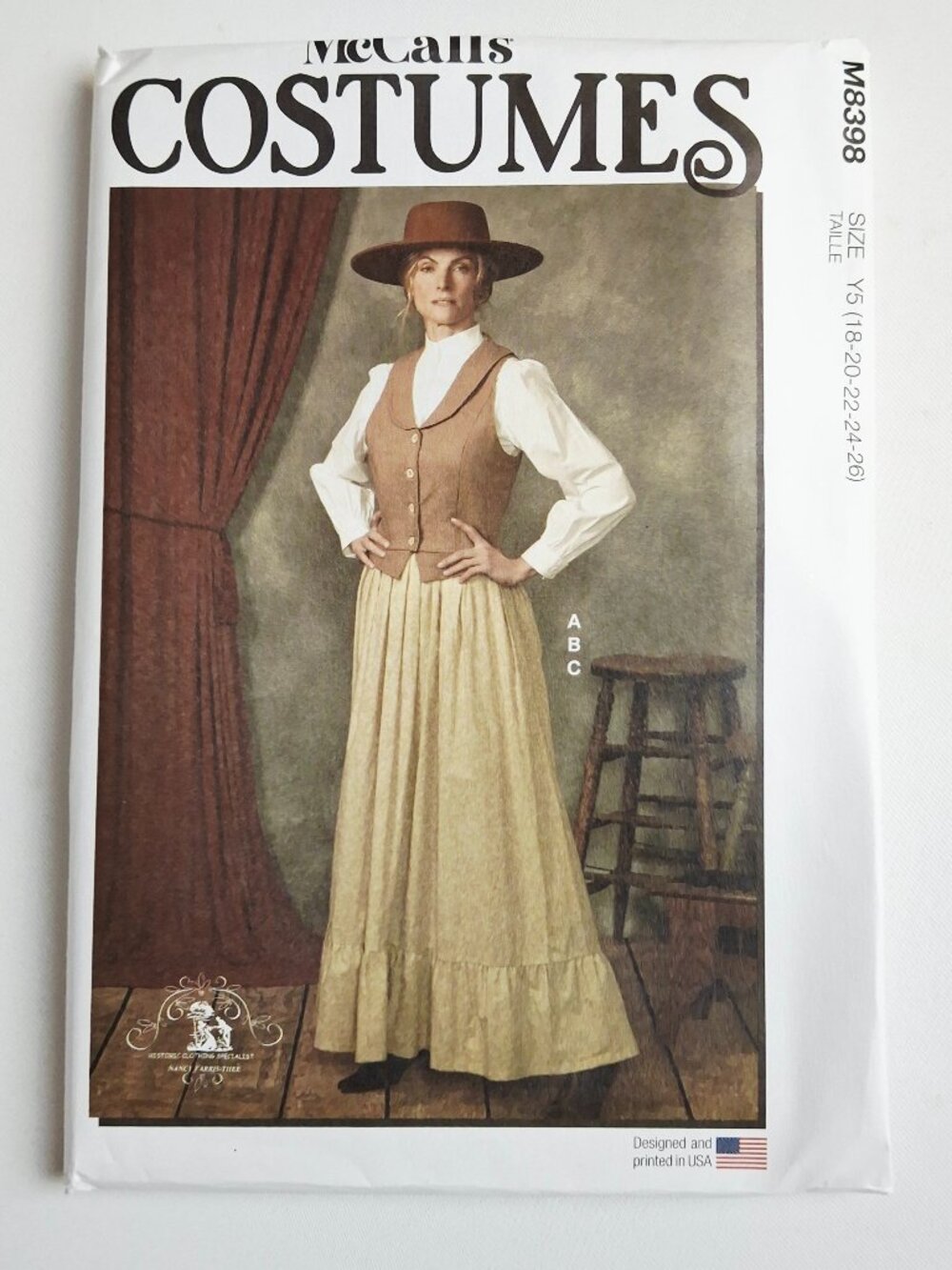 McCall's 8398 Sz 18-26 OldWest Victorian Vest Skirt Blouse Costume Pattern Uncut